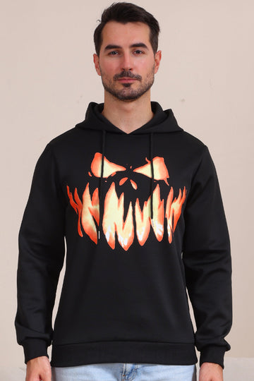 Sudaderas familiares de Halloween con capucha Black Devil Pumpkin Print
